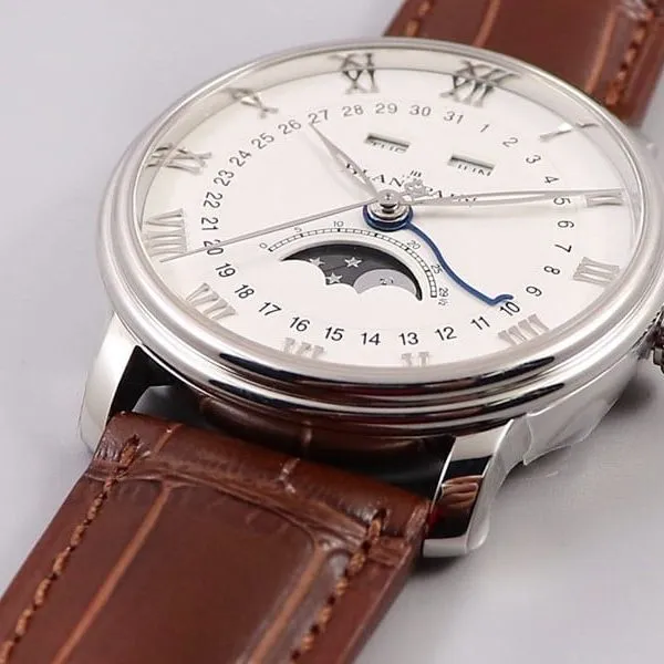OM FactoryBlancpainsuper watch villeret classic 6654 new V3 upgraded version 0.6mm thinner than V2 white dial front view