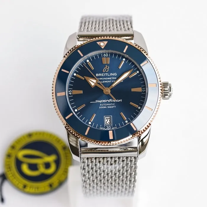 top-tier watch Breitling men's blue dial super ocean culture mechanical watch front view