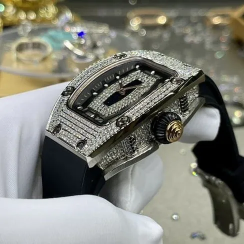 Richard Milletop-tier watch South Africa real diamond ladies black dial black belt automatic movement watch front view