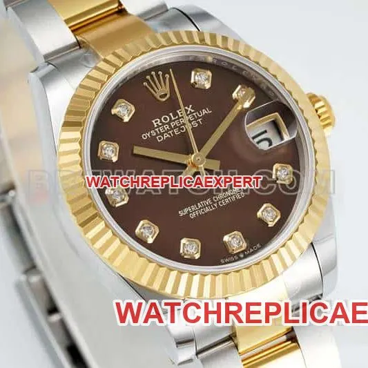 ARF FactoryRolex log top-tier black mother-of-pearl disc 31mm gold three-lattice chain link 278273front live photo