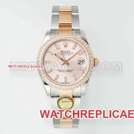 ARF FactoryRolex log super clonerose gold plate diamond bezel31mm gold three grid link 278381front live photo