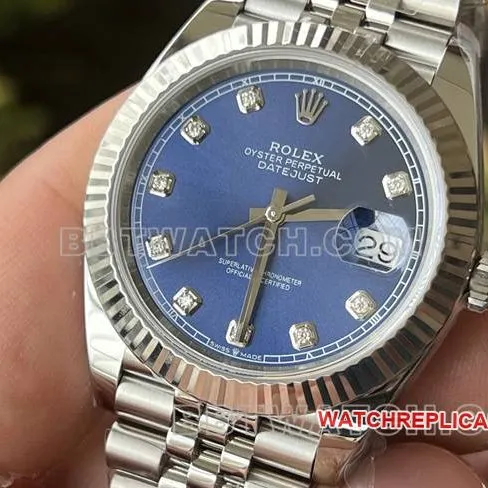 top-tier watch ERF factory Rolex log blue dial3235 mechanical 41mmfront live photo