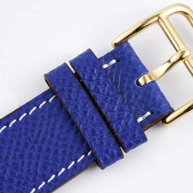 Hermès ladies' watchtop-tiersuper cloneHeureH series quartz square fashion watch blue braceletrose gold plate detail shots