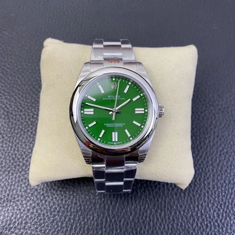 Rolex new Oyster Perpetual green dialreplica watch front view