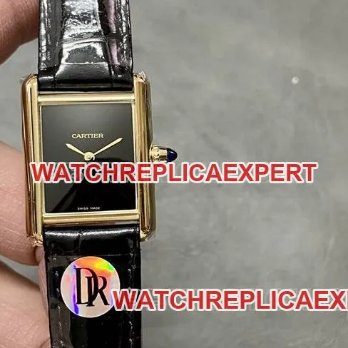 top-tier watch DR factory Cartier tank black dialquartz black braceletfront live photo