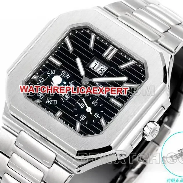 Patek Philippe1:1replica watch 3k factory 45mm black white dial240psmovementsteel bracelet model 5822side live photo