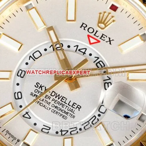 AR+ factory watch pilot rolexwhite dial mechanical yellow gold steel braceletfront live photo