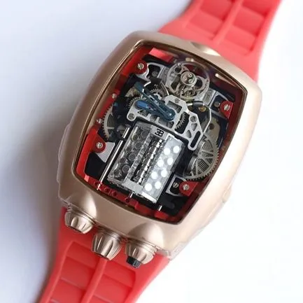 top-tier Bugatti Veyron watch men's white dialrubber strap mechanical watch front view