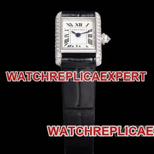 Cartier1:1replica watch F1 factory tank white dialdiamond bezelleather strap model front live photo