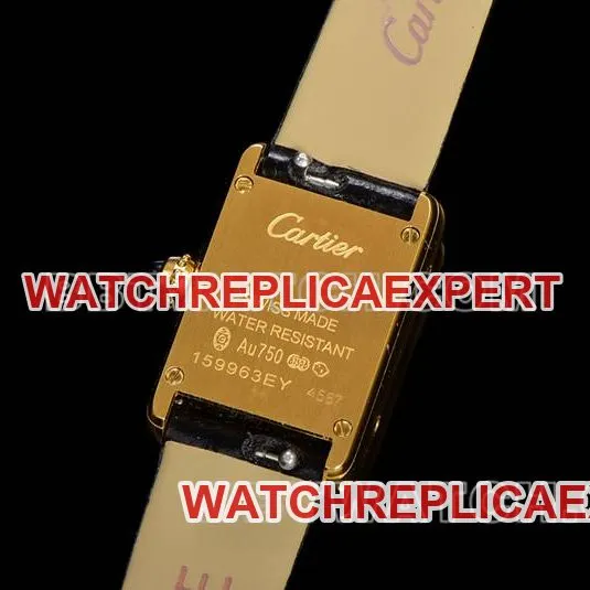 Cartier watch F1 factory tank white dialyellow gold case leather strap model front live photo