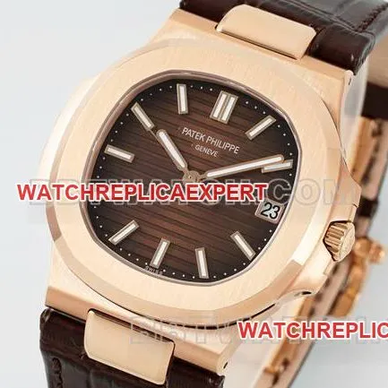 collectible watch NautilusDDF factory Patek Philippe brown plate leather bracelet5711front live photo