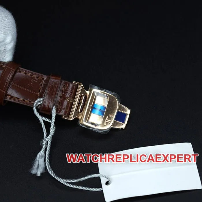 zf factory Jaeger-LeCoultretop-tier watch geography master world time men's white dial brown belt multifunctional automatic movementleather strap watch front view