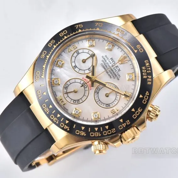 Factory C RolexDaytona1:1super mother-of-pearl disc yellow gold rubber model m116518ln-0045front live photo