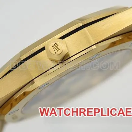 top-tier watch ZF FactoryAudemars PiguetRoyal Oak smoked yellow gold plate 16202front live photo