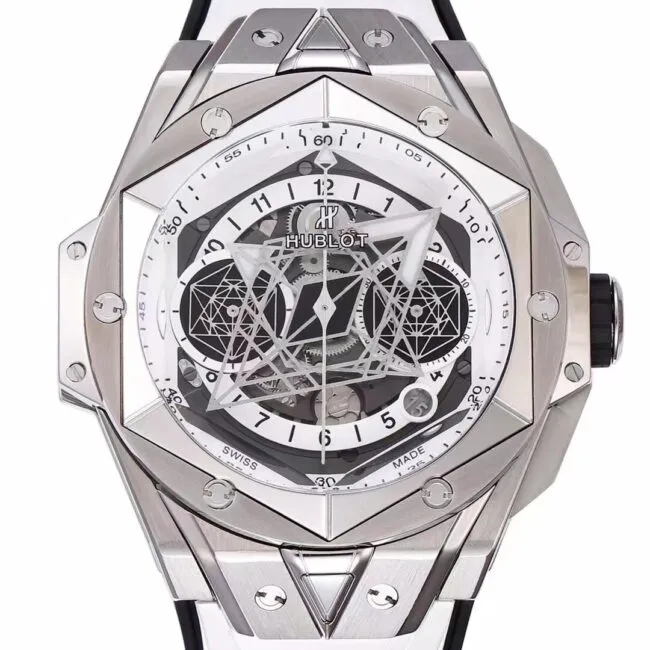 top-tiersuper cloneBBFHublot watch brand new Hublot most popular white steel model front view