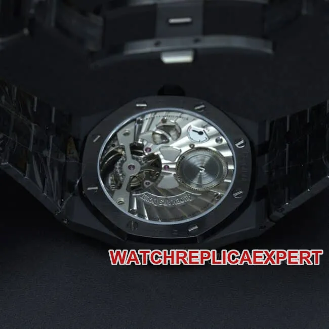 R8 factory top-tier replicaAudemars PiguetRoyal Oak series tourbillonmovement men's all black all automatic movementsteel bracelet watch movement picture
