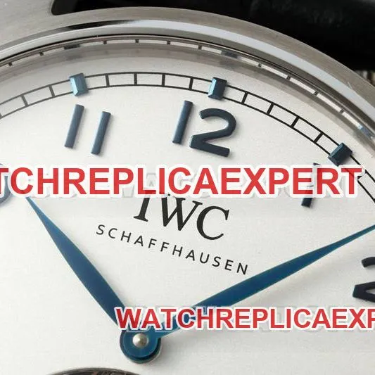 IWC watch RMS factory Portugal white dialtourbillon mechanical leather strap model front live photo