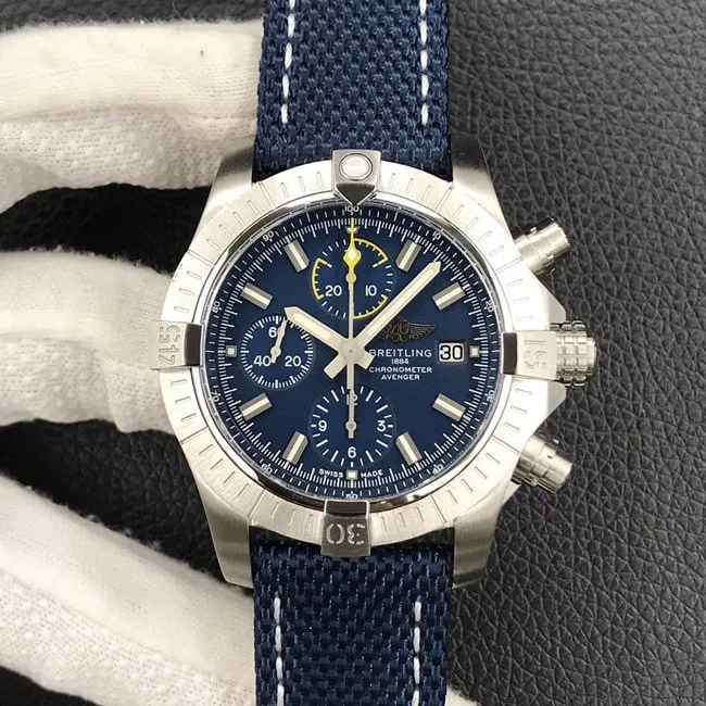 Breitlingtop-tier watch 43mm fully automatic movement men's blue dial nylon strap Avengers series clasp picture