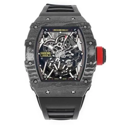 ZF FactoryRichard Milletop-tier watch automatic movement men's black dial black rubber strap watch front view