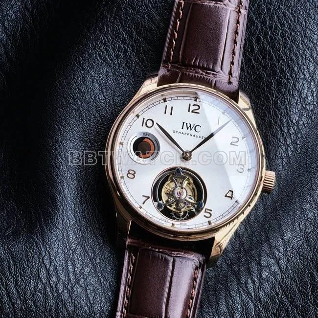 collectible watch tur factory IWC portugal rose goldwhite dialtourbillonfront live photo
