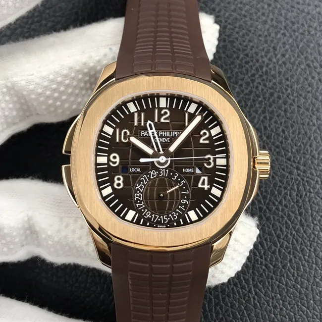 ZF Factorytop-tier watch Patek Philippe men's brown plate and brown belt Aquanaut series watch front view