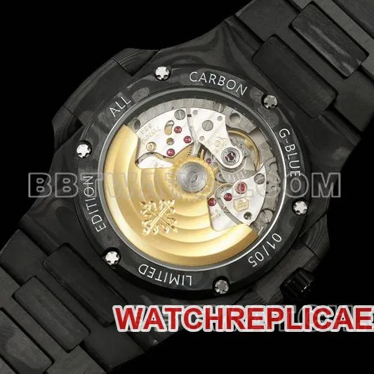 Patek Philippe1:1replica watch DIW factory Nautilus gray plate carbon fiber mechanical steel bracelet model 5711front live photo