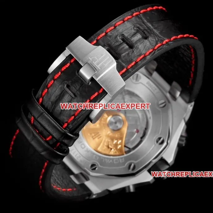 TW factory Audemars PiguetRoyal Oak offshore super cloneblack dialleather strap model 26470front live photo