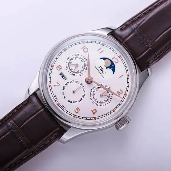 IWC watch Portuguese series true perpetual calendar complex function watch front view