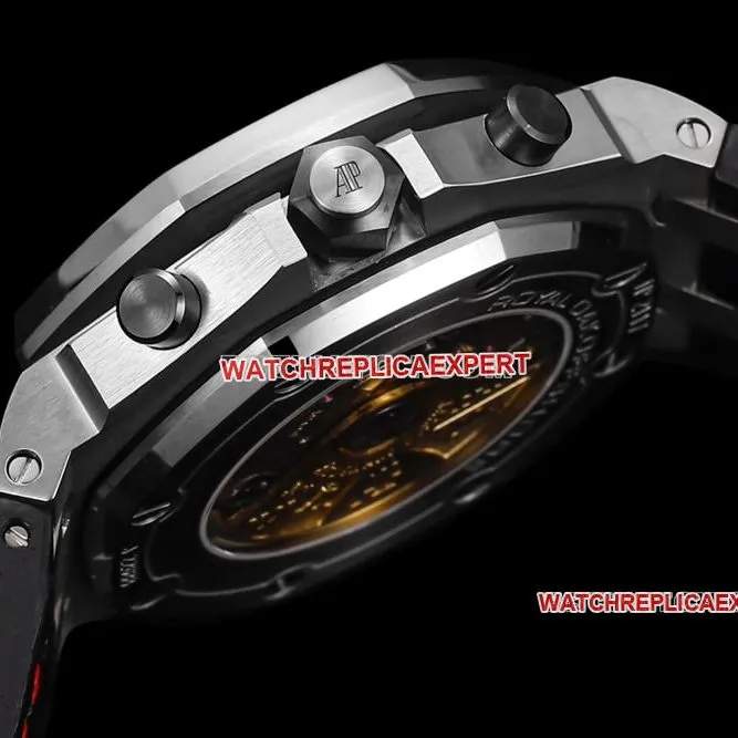 TW factory Audemars PiguetRoyal Oak offshore super cloneblack dialleather strap model 26470front live photo