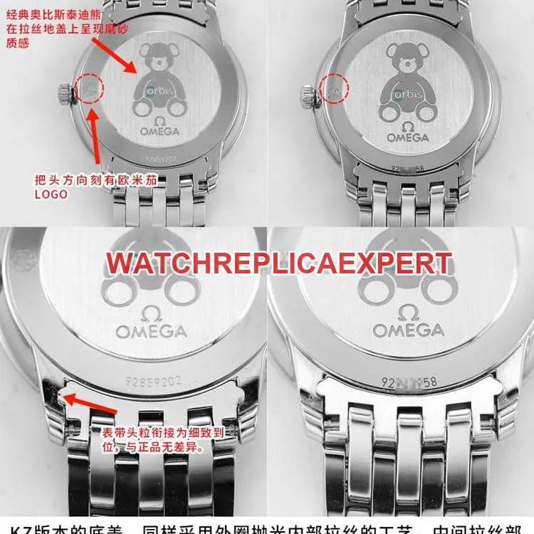 KZ factory Omega De Ville Orbis top-tier replicaladies' watch vs. genuine evaluation dial comparison chart