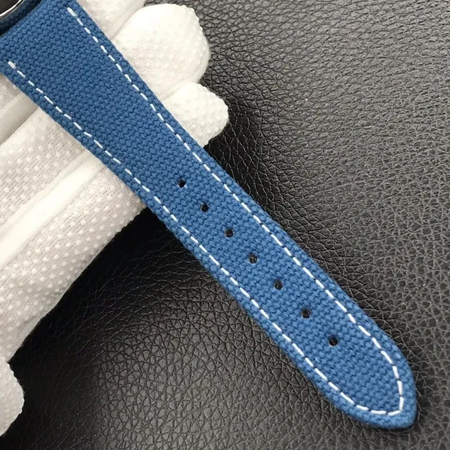 3K Factorytop-tier watch Patek Philippe men's blue dial blue belt 6007 series mechanical nylon strap watch front view