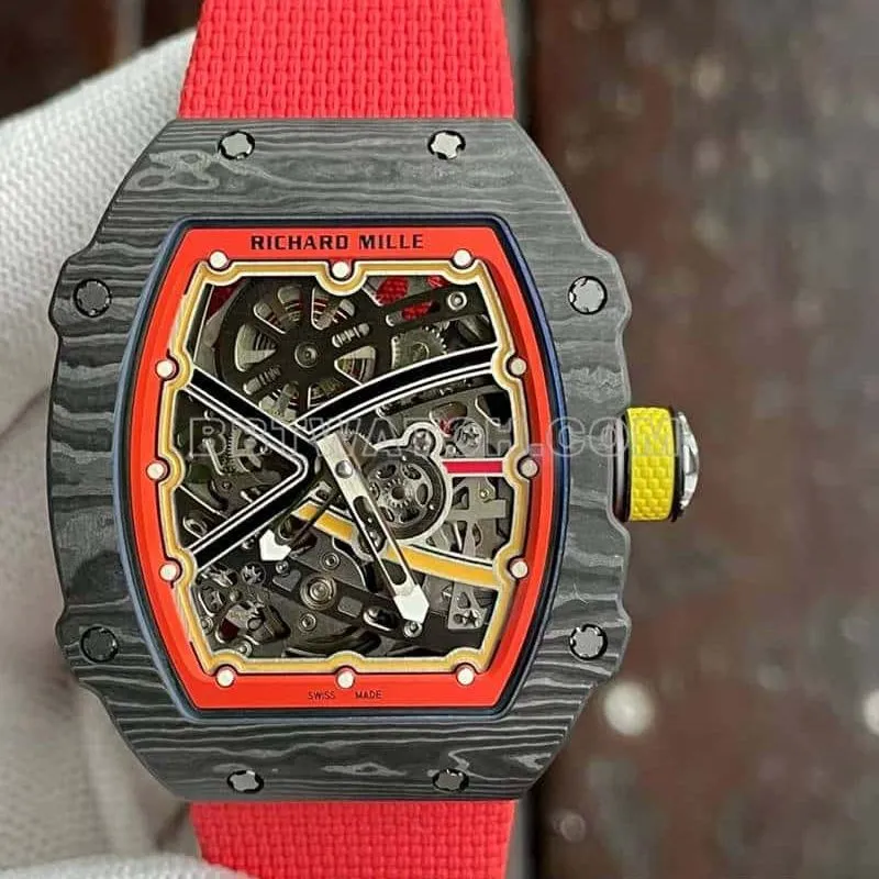 Richard Mille men's 1:1top-tier hollow plate red RM67-02front live photo