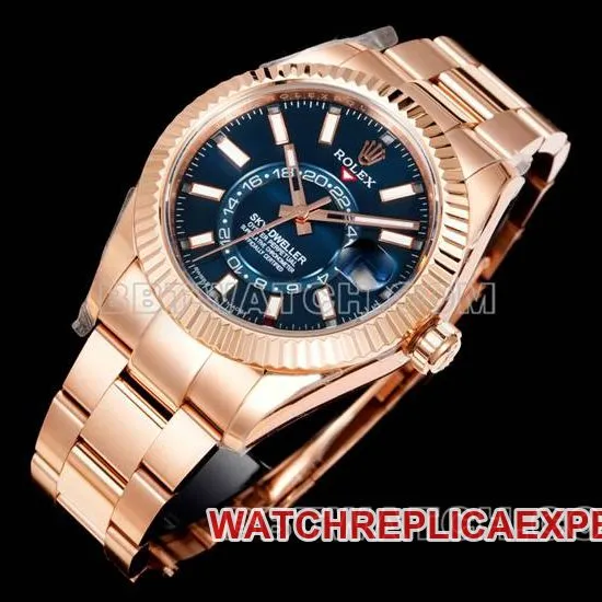 top-tier watch RolexAR+ factory pilot blue dial mechanical rose goldfront live photo