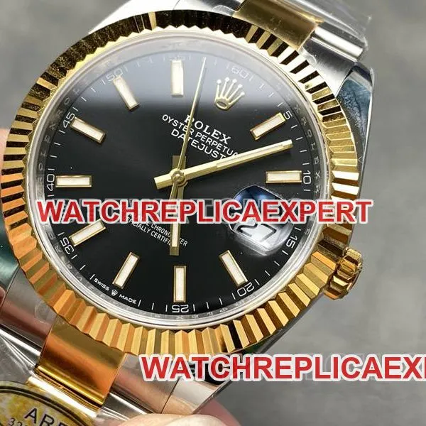 Rolex collectible watches ARF factory log 41mm black plate 3235 inter-gold steel band models front real picture