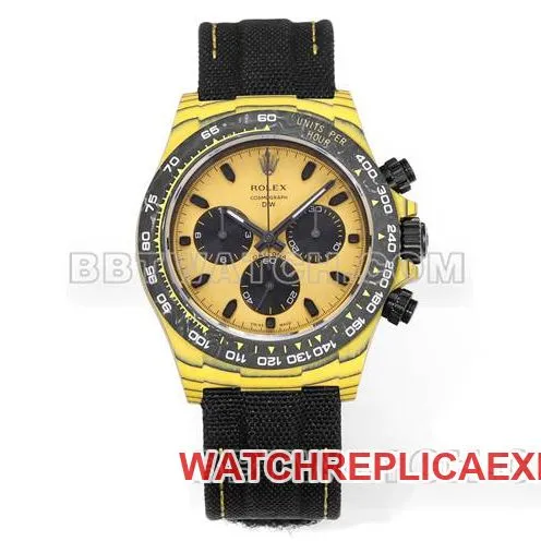 collectible watches TW factory Rolex Daytona yellow disk yellow case black nylon strap front real picture