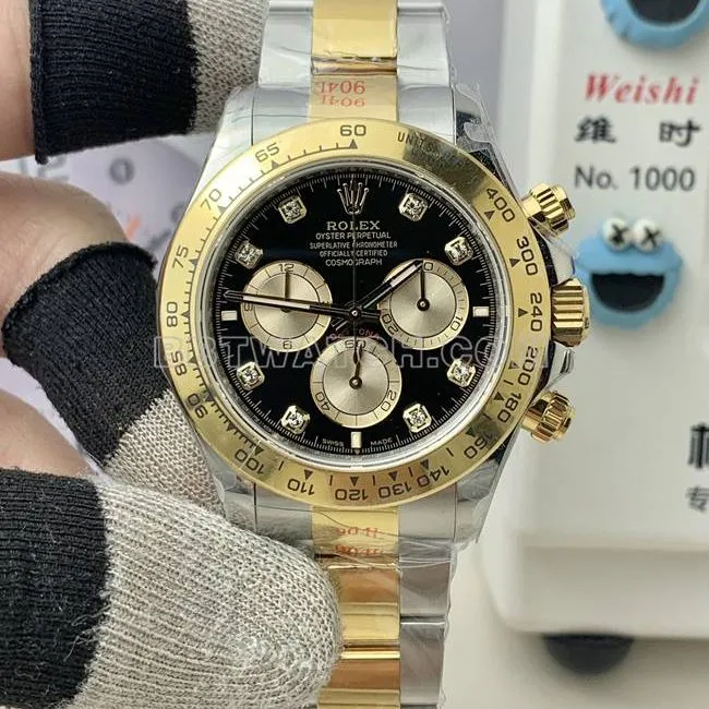 QF factory top-tier watch Rolex Daytonablack dial4131 mechanical room gold braceletfront live photo