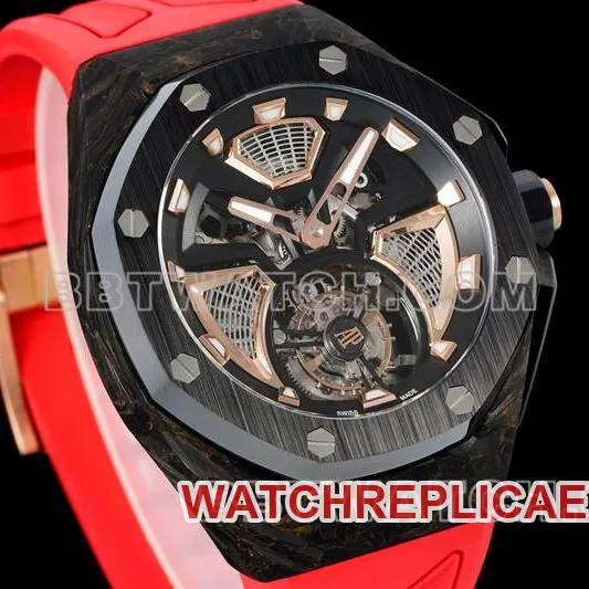 Audemars Piguet collectible watch RM factory Royal Oak offshore floating tourbillon mechanical red rubber model front live photo
