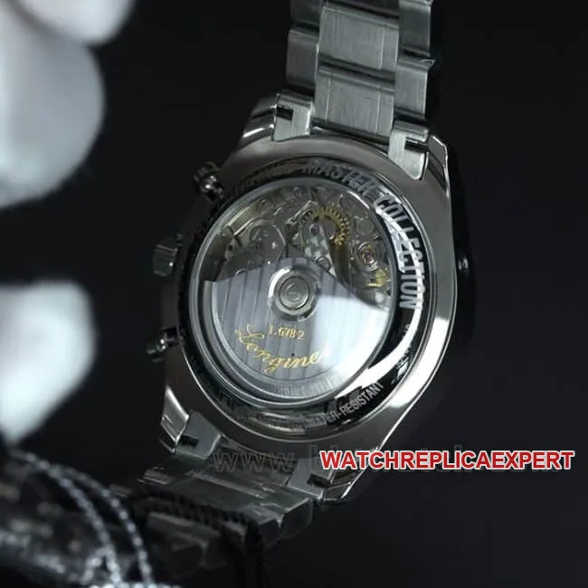 KL factory top-tier watch Longines famous craftsman series eight-pin moon phase 40 diameter steel bracelet men's white dial automatic movement watch side view