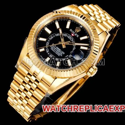 AR+ factory 1:1replica watch pilot rolexblack dial mechanical yellow goldfront live photo
