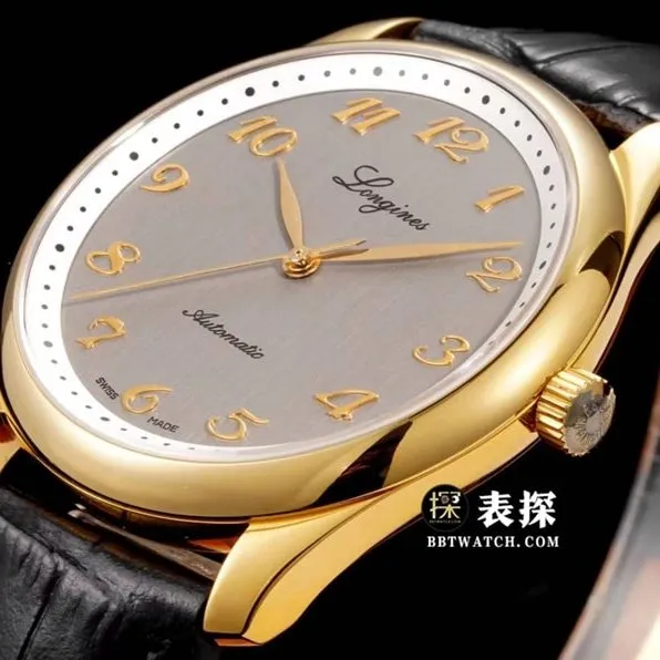 Longines men's watchmaking tradition watch gray plate leather strap model L2.793.6.73.2front live photo