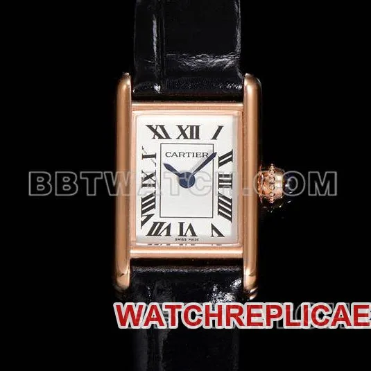 Cartier top collectible watches F1 factory tank white disk rose gold case belt models front real picture