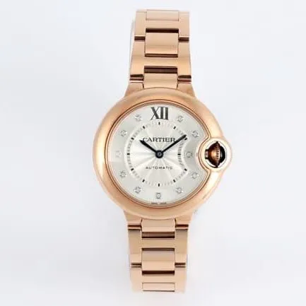 V6 factory Cartiertop-tier watch automatic movementsteel bracelet blue balloon series women's white dial watch front view