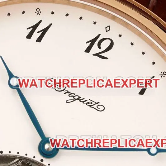 Breguet 1:1replica watch RMS factory classic white dialtourbillonrose gold mechanical leather strap model front live photo