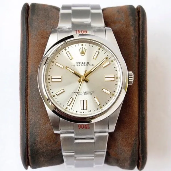 GS factory Rolextop-tier watch Oyster Perpetual Pokémon 41mm silver dial gold needle detail shots