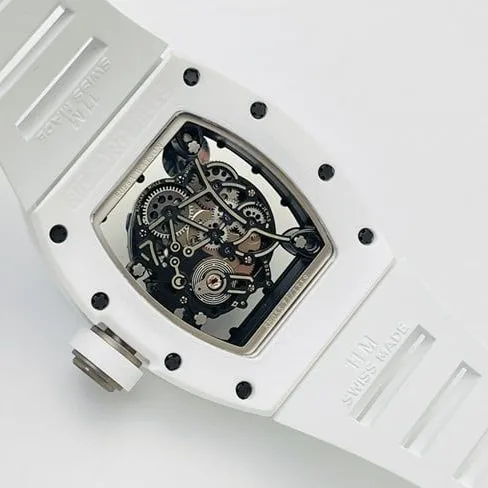 top-tierRichard Mille RM055 most personalized white ceramic series watch front view