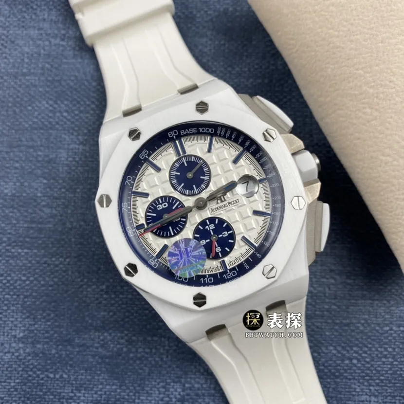 JF factory Audemars PiguetRoyal Oak offshore 26400super watch men's white panda dial chronograph rubber model pictures and prices front live photo