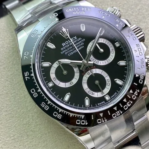 top-tierRolexDaytona black Taodi stainless steelreplica watch front view