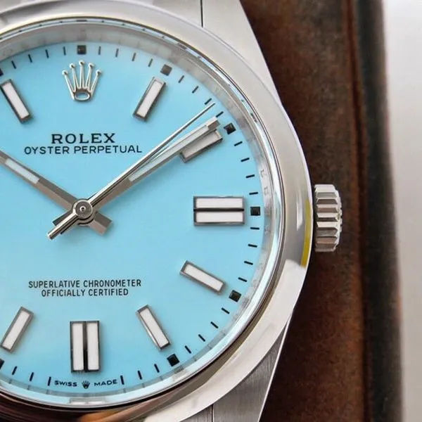 GS factory Rolextop-tier watch Oyster Perpetual Pokémon 41mm light blue dial front view