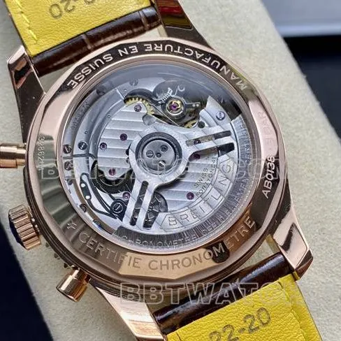 top-tier watch BLS factory blue dialBreitling aviation chronographrose goldleather strap model front live photo