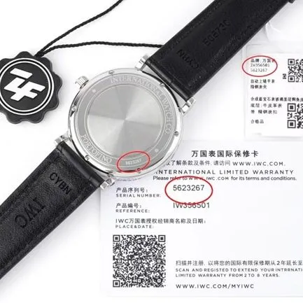 ZF Factorytop-tier watch IWC white dial black belt Portofino series leather strap automatic movement watch front view